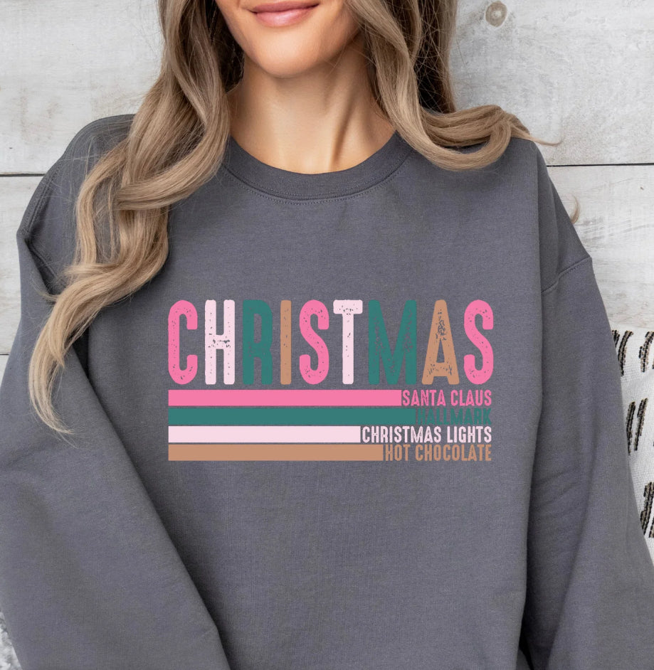 Pink Christmas Retro Sweatshirt