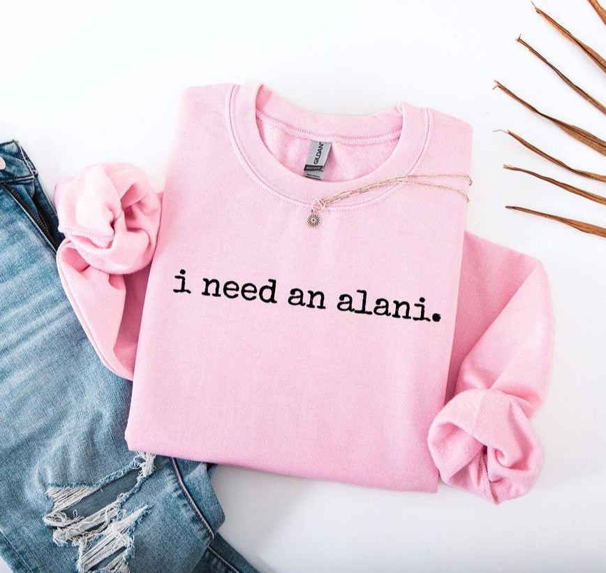 i need an alani. embroidered crewneck sweatshirt