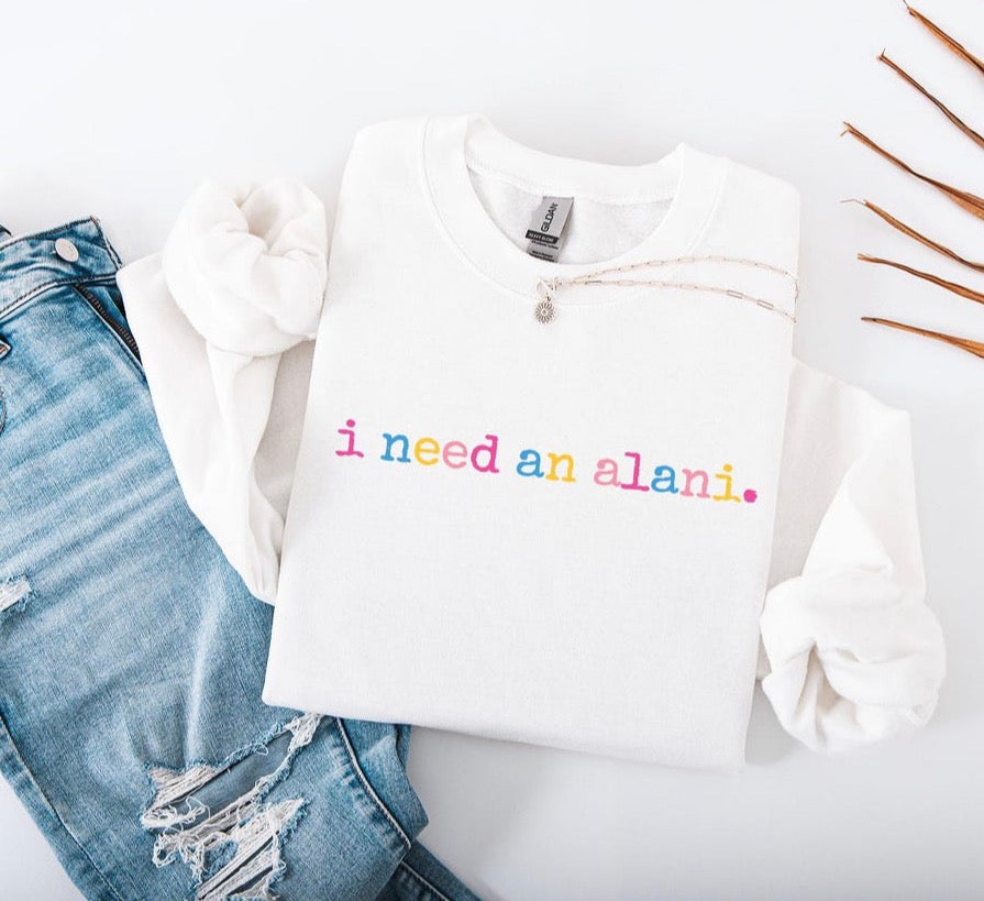 i need an alani. embroidered crewneck sweatshirt