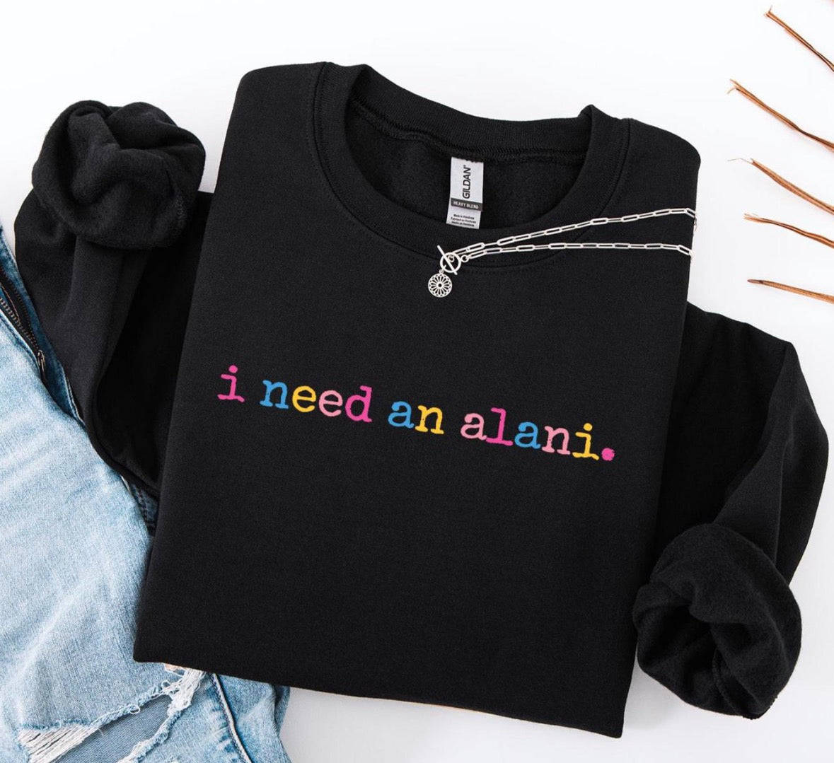 i need an alani. embroidered crewneck sweatshirt
